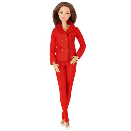 Шелковый брючный костюм Эленприв Красный для куклы 29 см типа Барби