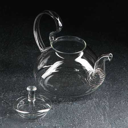 Чайник Доляна стеклянный заварочный с металлическим ситом «Элегия» 800 мл