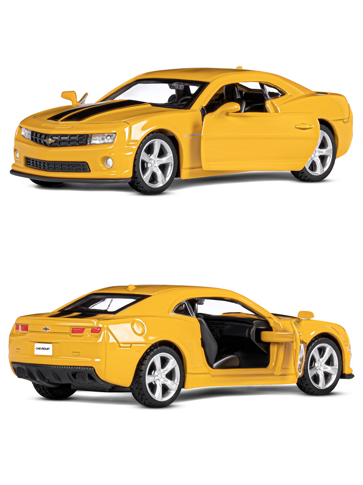 Автомобиль АВТОпанорама Chevrolet 1:43 без механизмов желтый JB1200137 - фото 6