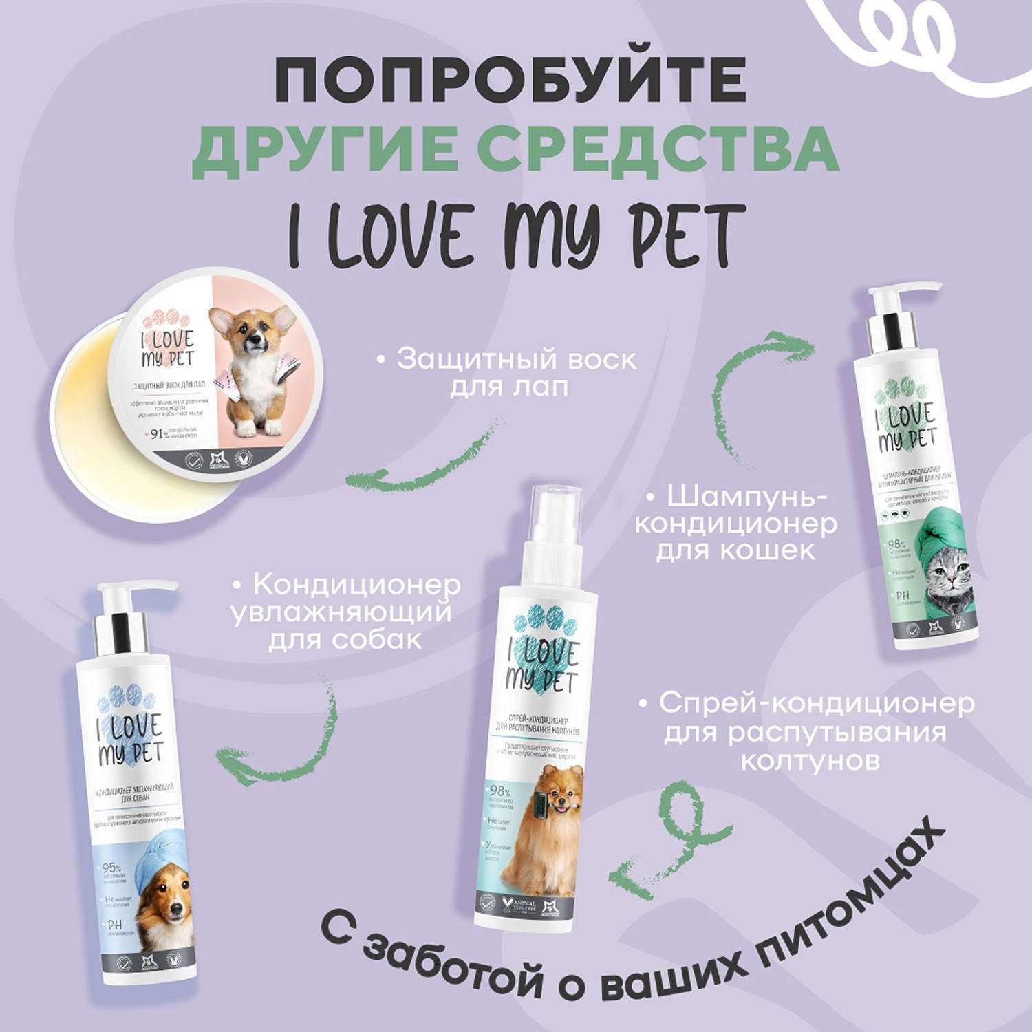 Гель-мыло для лап I LOVE MY PET с хлоргексидином 4% для собак и кошек после прогулки 250 мл - фото 8