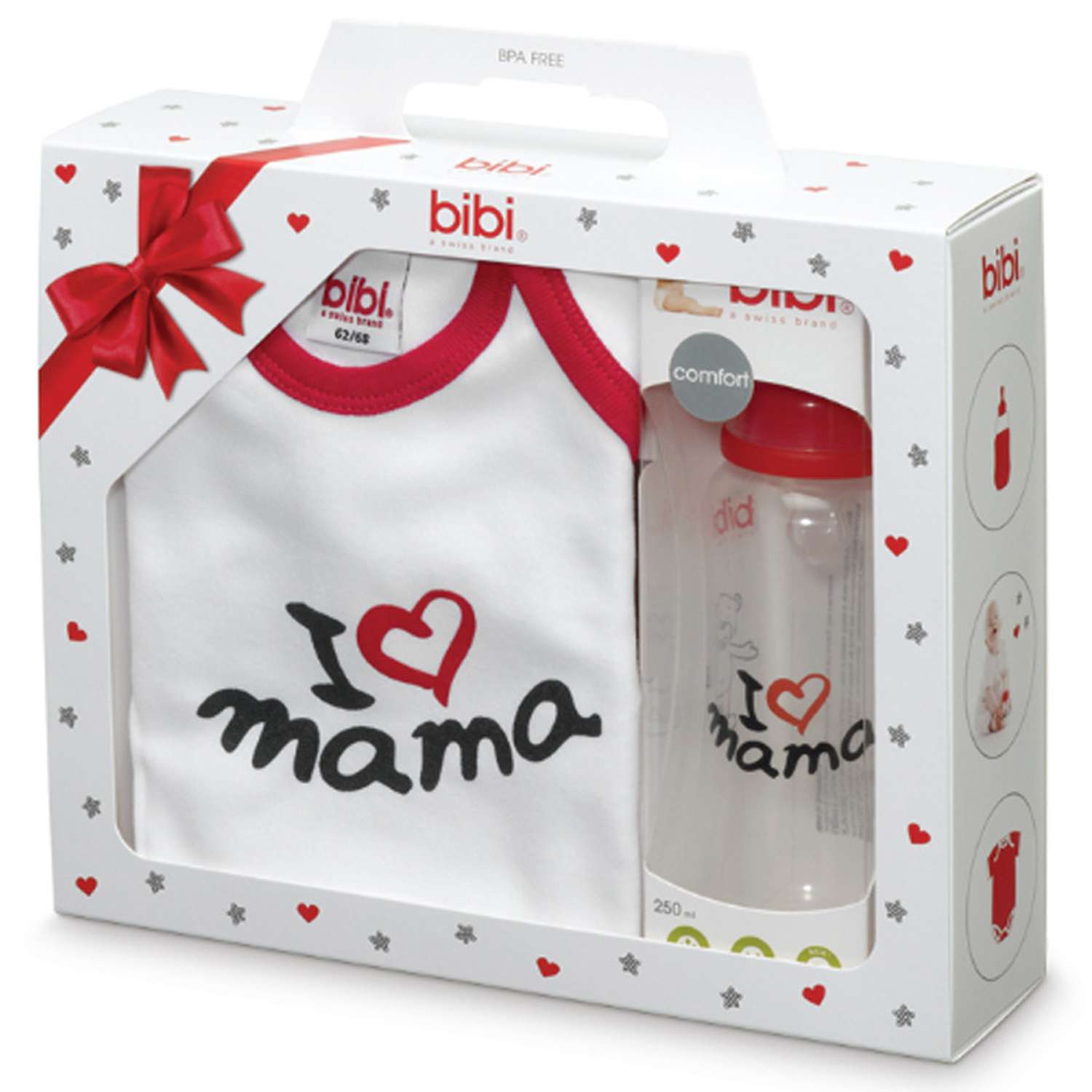 Подарочный набор Bibi Мама классика боди рост 62-68 см + бутылочка антиколиковая 250 мл - фото 1