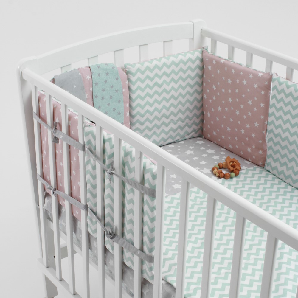 Бортики в кроватку Hush Hush! для новорожденных с шуршащими ушками Сонный Дружок GreenPink 5114 - фото 4
