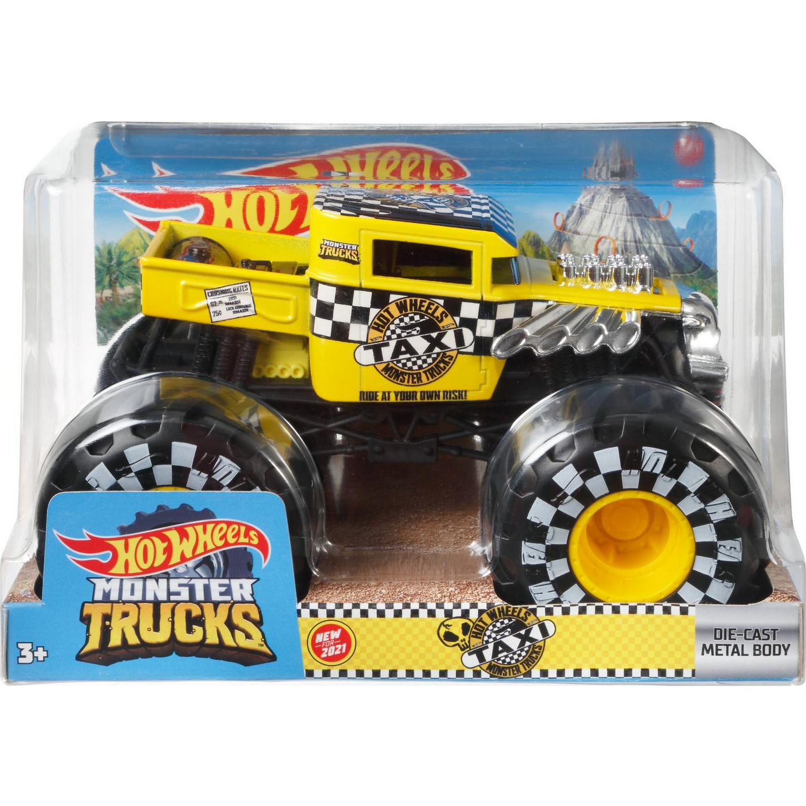 Машинка Hot Wheels Monster Trucks большой Костолом Такси GTJ45 FYJ83 - фото 2