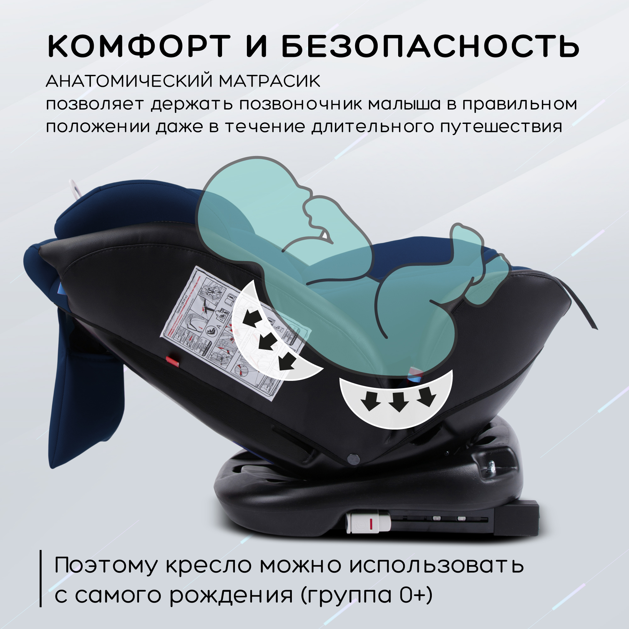 Автокресло Amarobaby Brilliant Isofix класс D группа 0+/1/2/3 Синий - фото 6