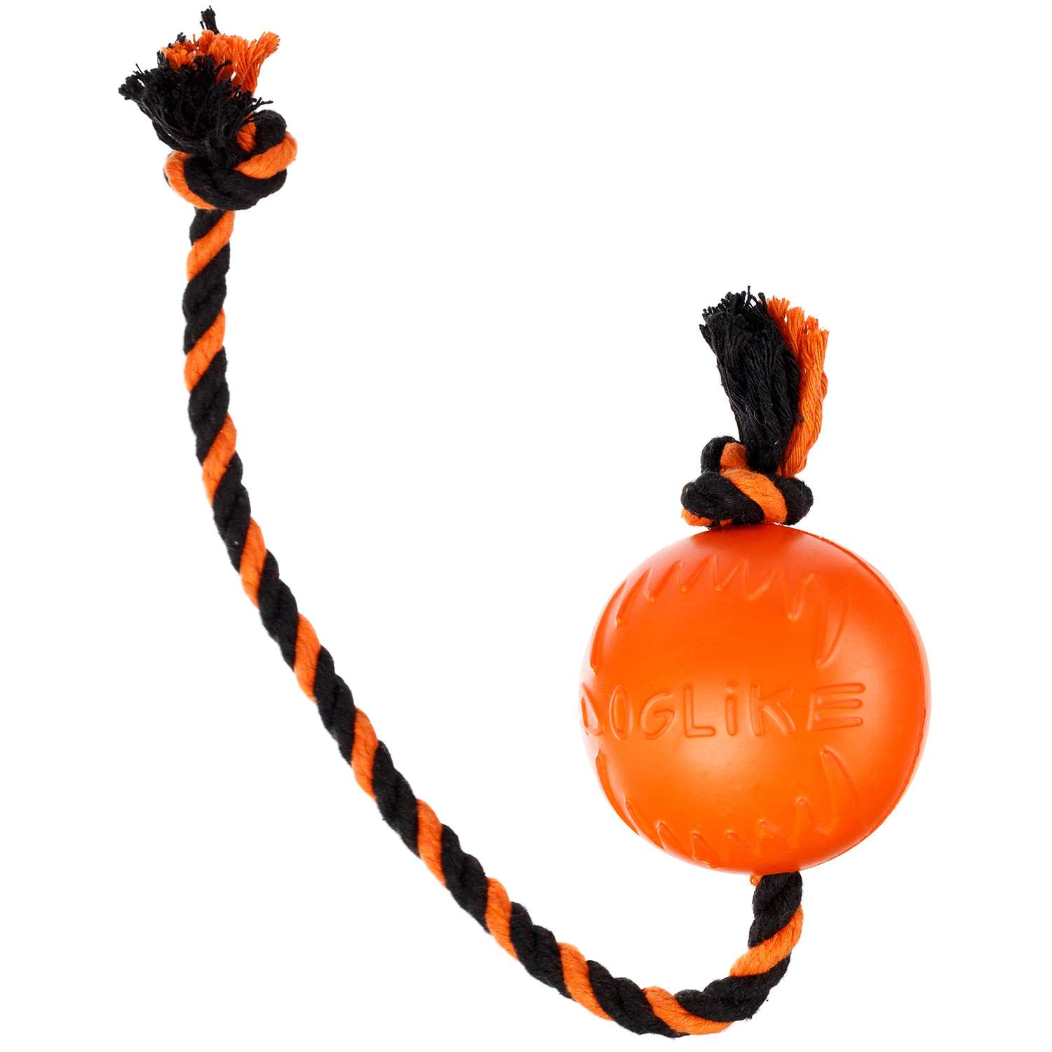 Игрушка для собак Doglike Мяч с канатом малый Оранжевый - фото 1