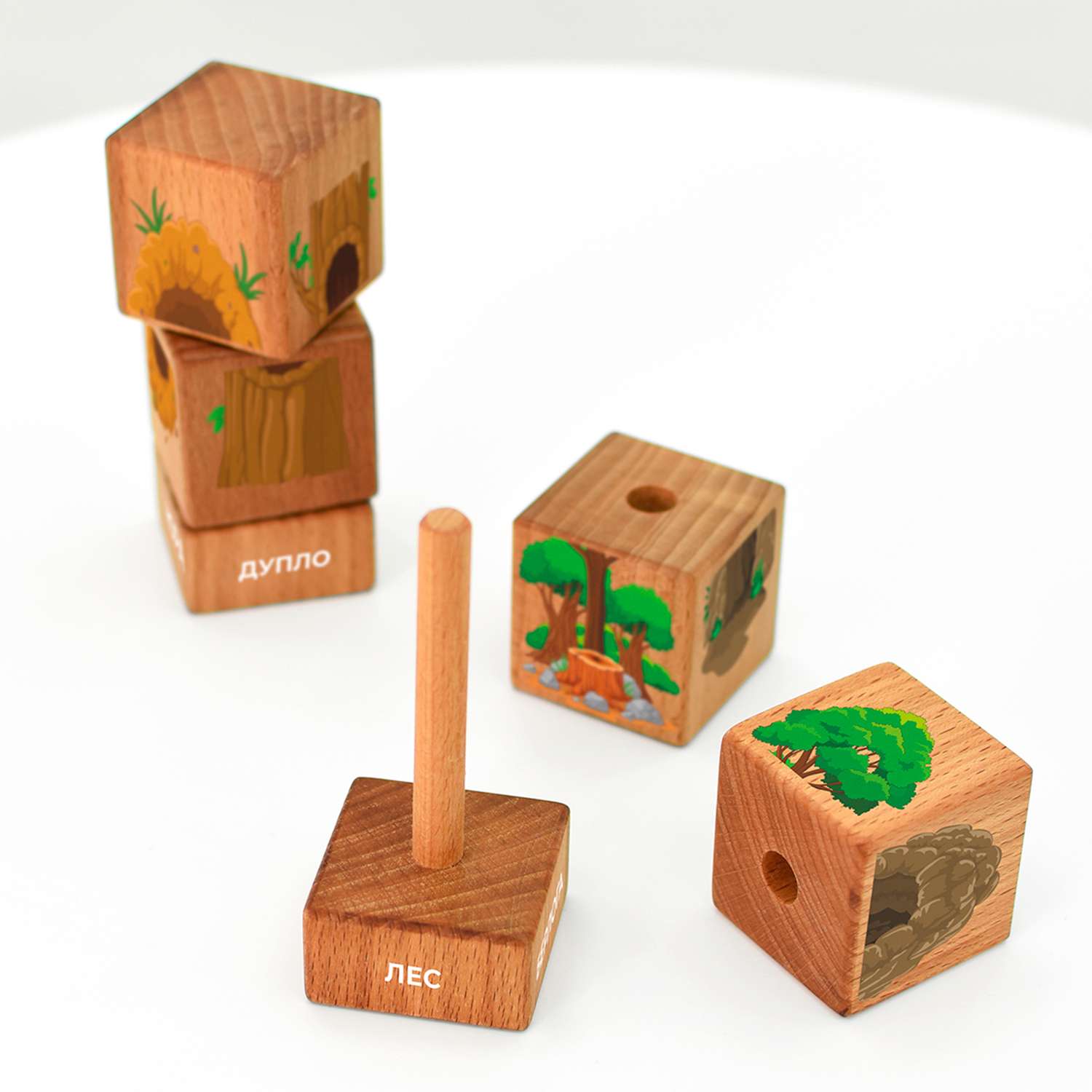 Кубики Мега Тойс лесные животные на оси - фото 4