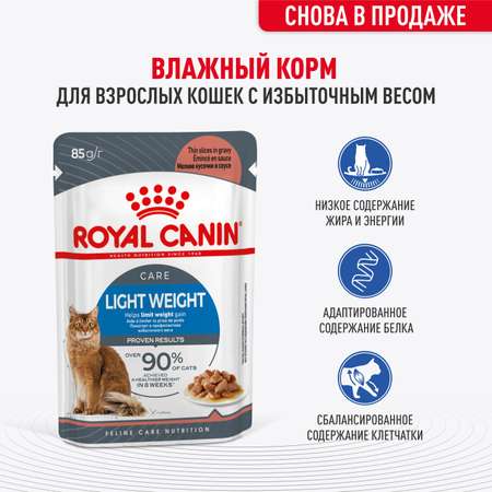 Корм для кошек ROYAL CANIN 85г Light Weight Care соус для профилактики избыточного веса пауч