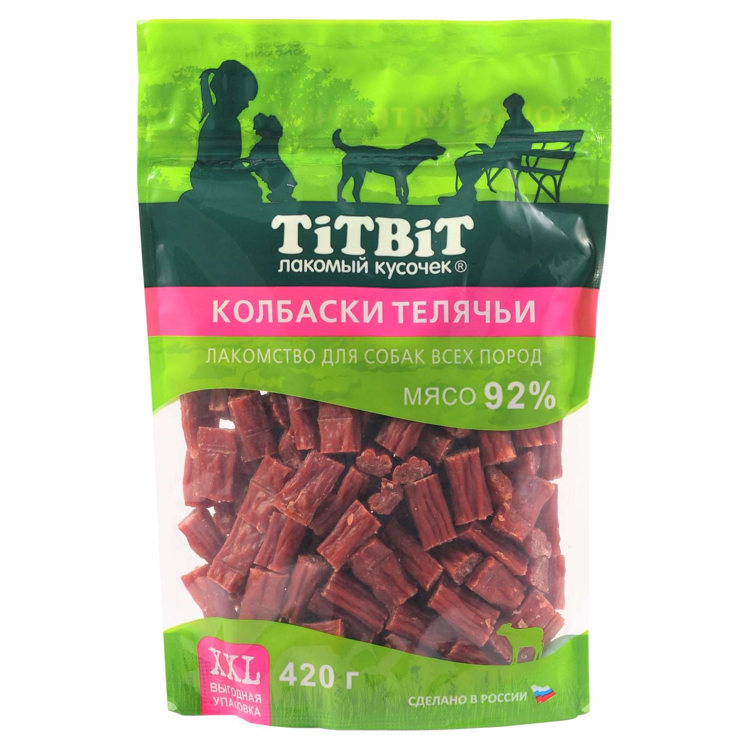 Лакомство для собак TITBIT 420г Колбаски телячьи для собак всех пород XXL выгодная упаковка - фото 1