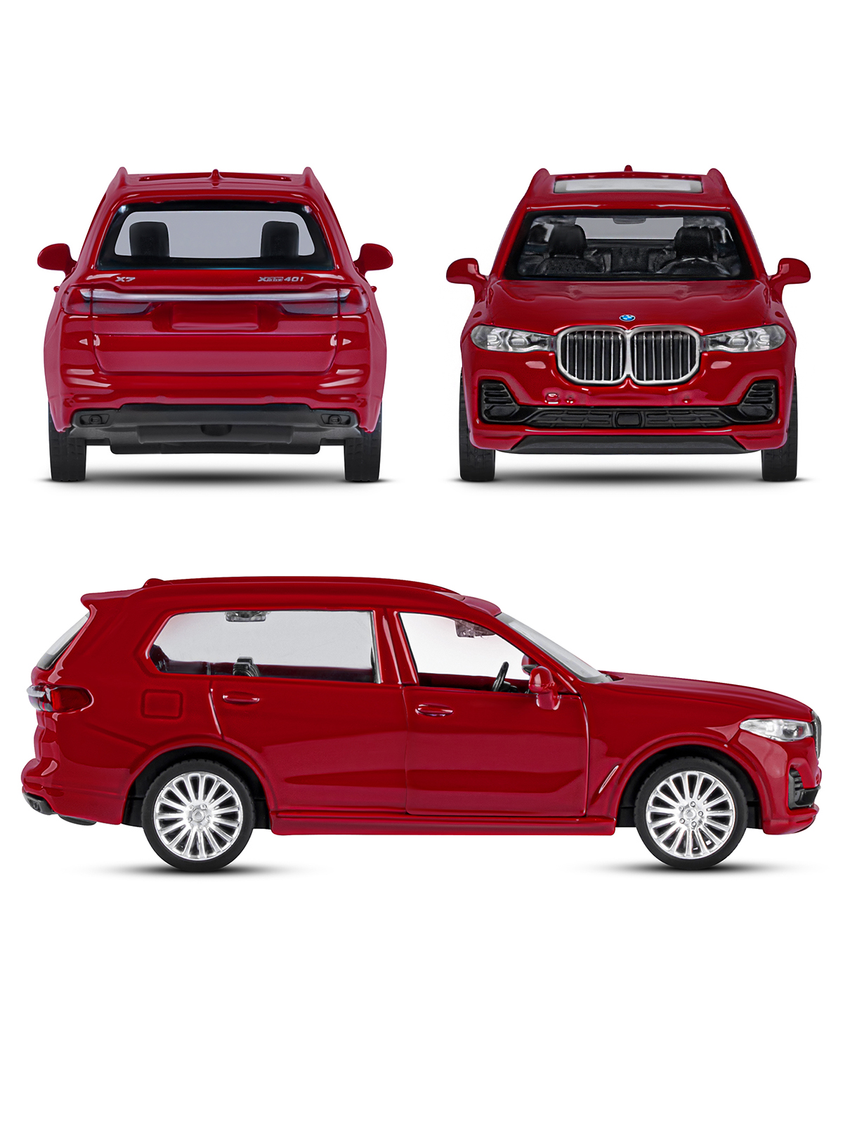 Внедорожник АВТОпанорама BMW X7 1:44 красный JB1251258 - фото 4