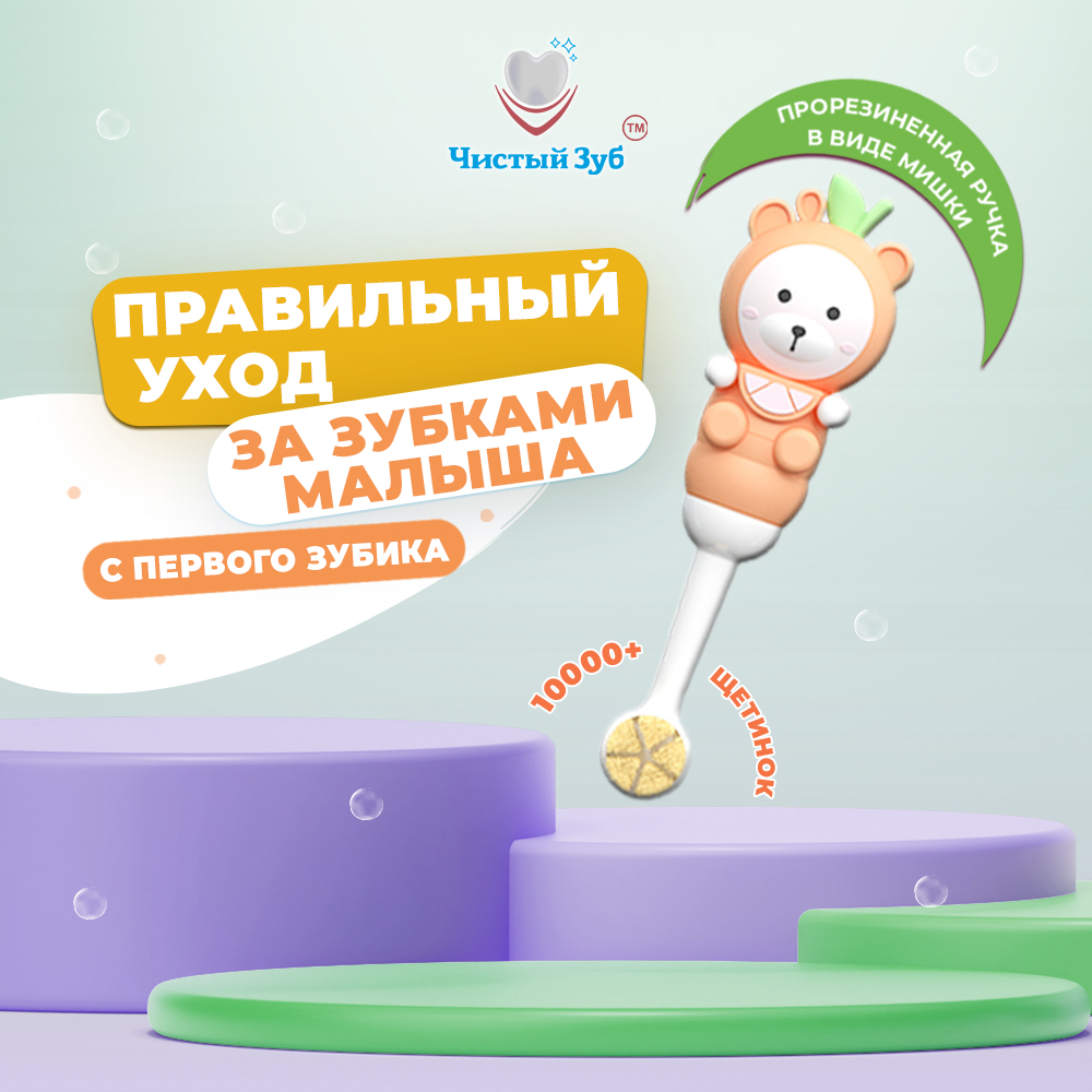 Ультра мягкая зубная щетка Чистый Зуб 0+ для детей Teddy - фото 10