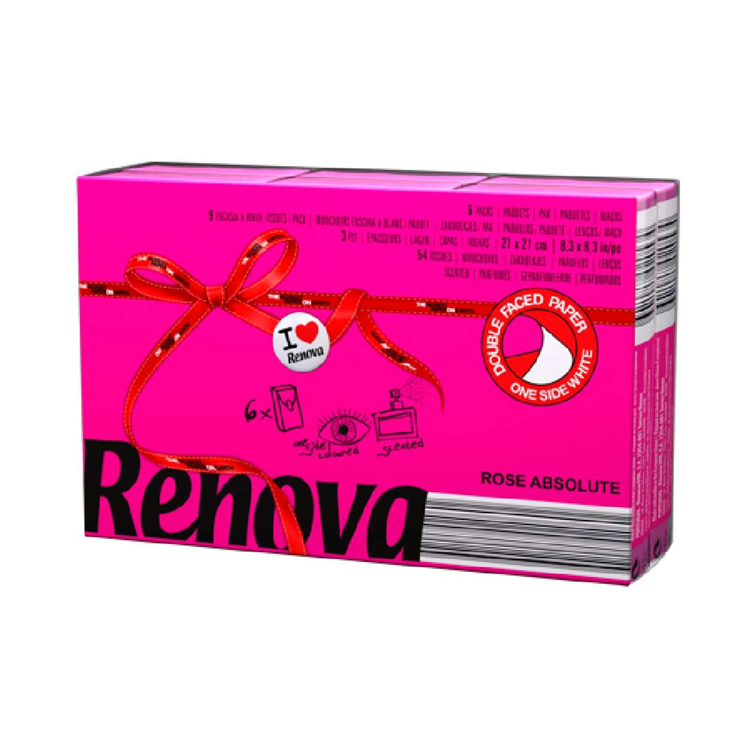 Бумажные платочки Renova Red Label Roses Fucsia 6 шт - фото 1