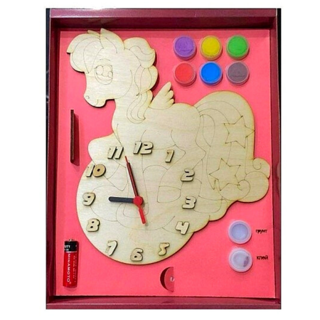Набор для творчества Нескучные игры Часы с циферблатом Пони с красками