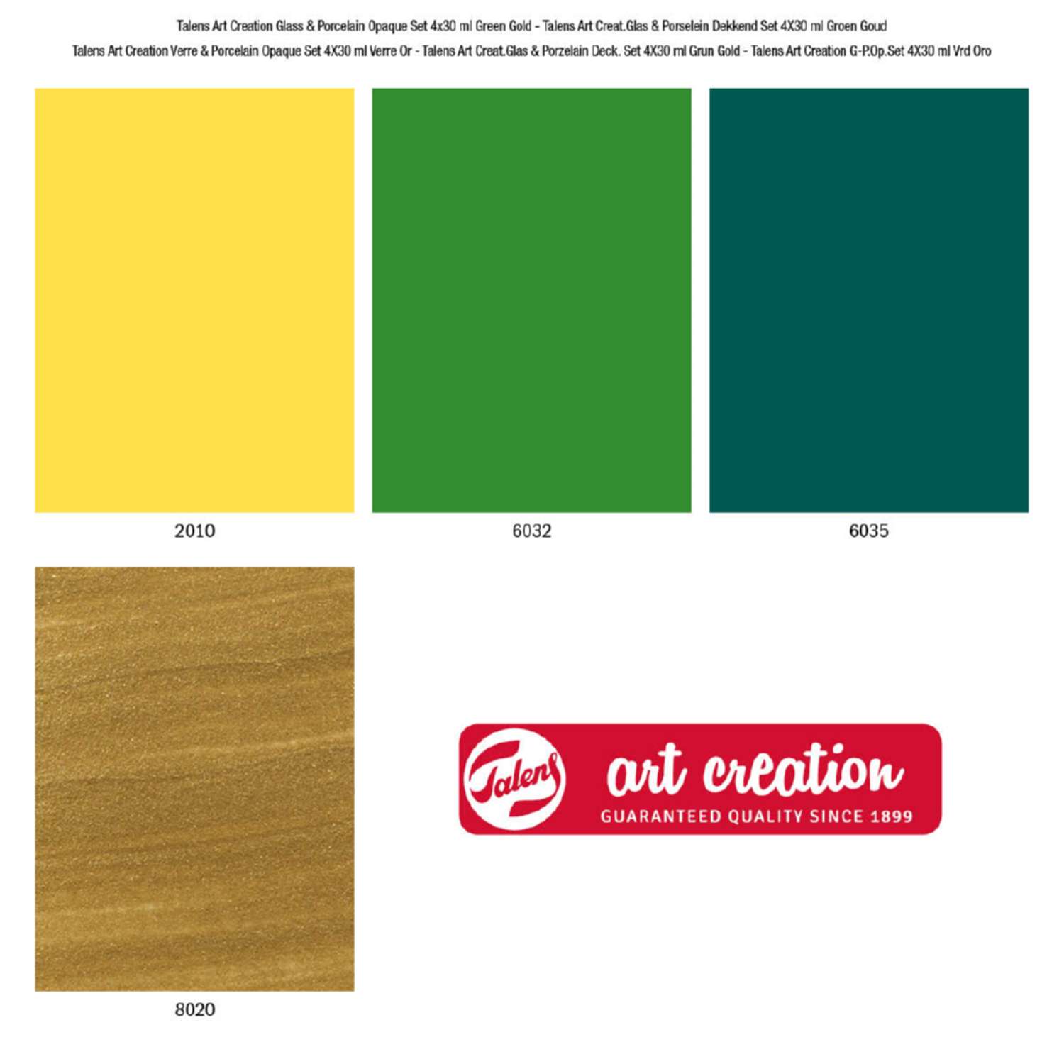 Набор красок для декора Talens Art Creation 4 цвета зеленые и золотые оттенки в банках по 30мл - фото 4