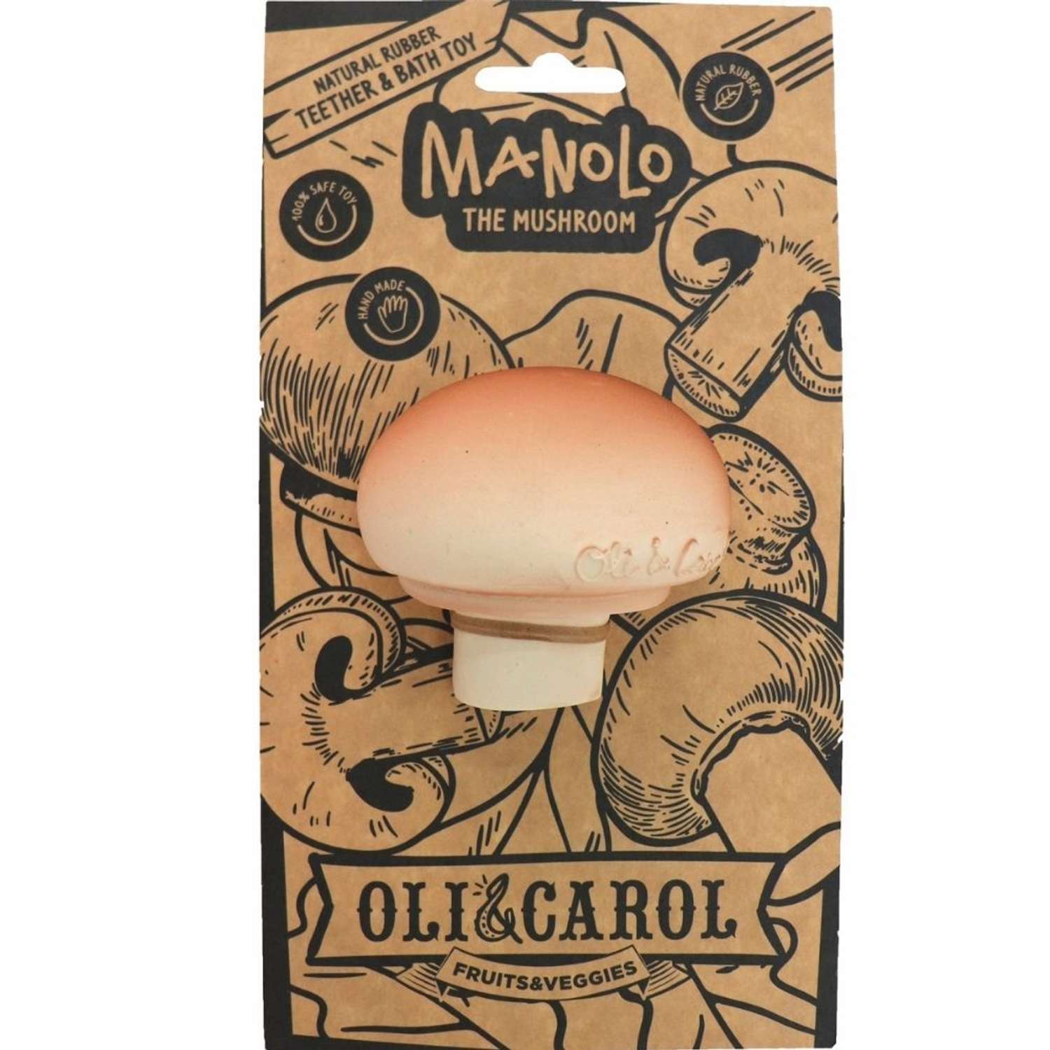 Прорезыватель грызунок OLI and CAROL Manolo The Mushroom из натурального каучука - фото 2