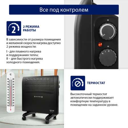 Обогреватель конвектор электрический STINGRAY ST-CH1020A черный жемчуг