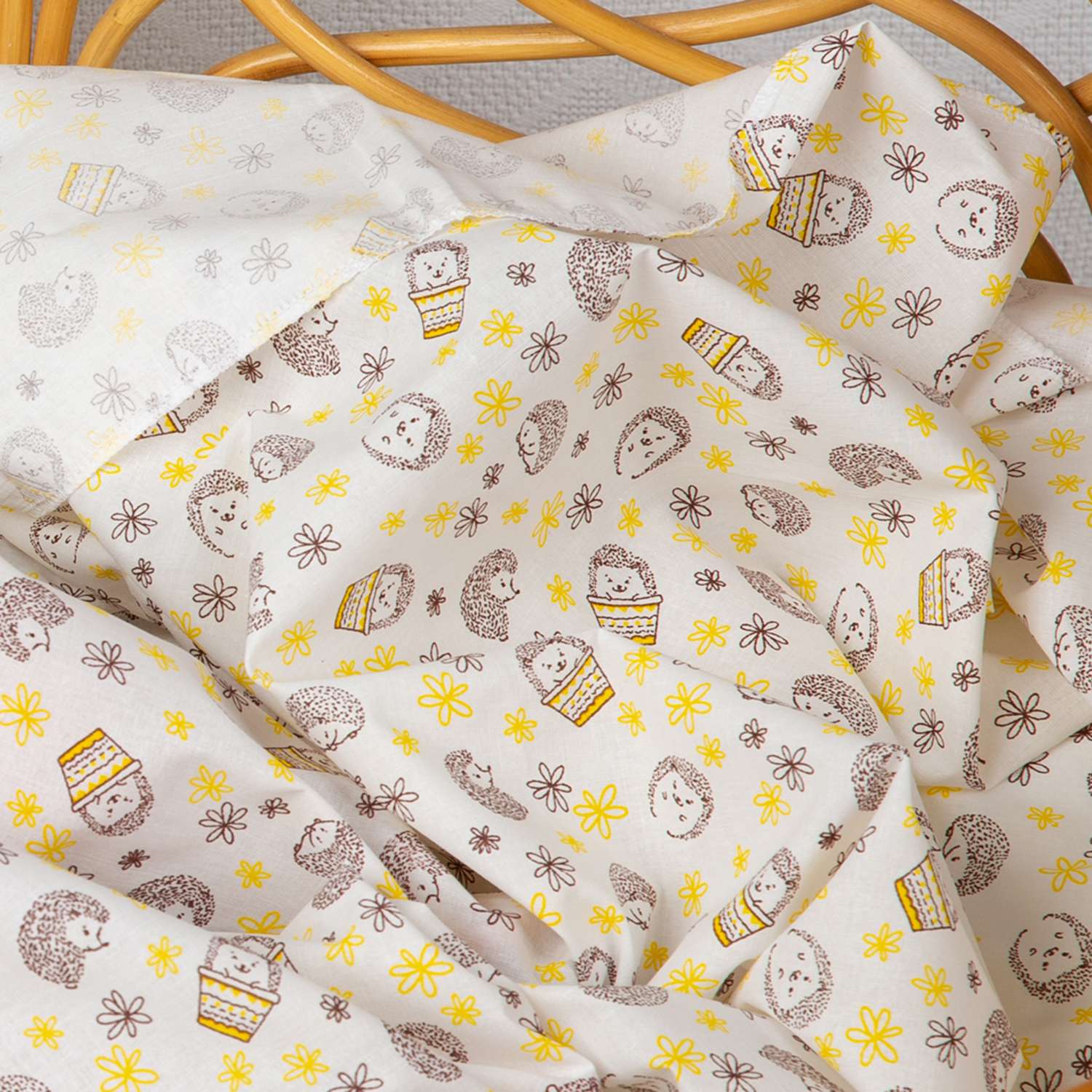 Пеленка ситцевая Чудо-чадо для новорожденных «Вариации» ежики 2 шт 95х120см - фото 4