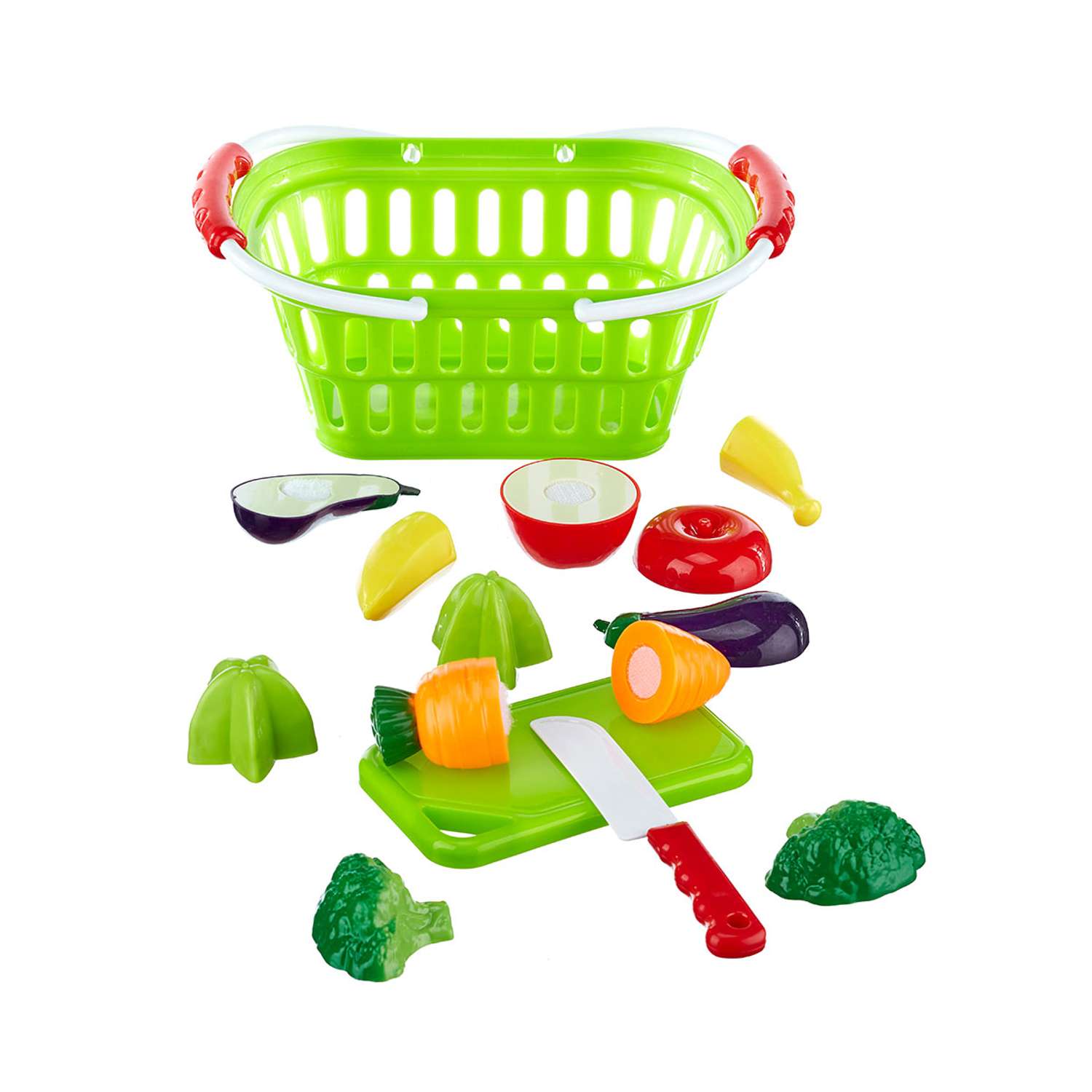 Игрушечные фрукты и овощи Donty-Tonty на липучках в корзинке 9 предметов - фото 6