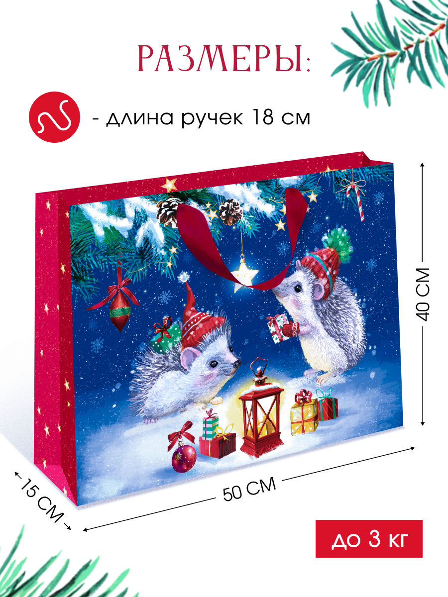Подарочный бумажный пакет Арт и Дизайн 50х40х15 см. с новым 2024 годом - фото 2