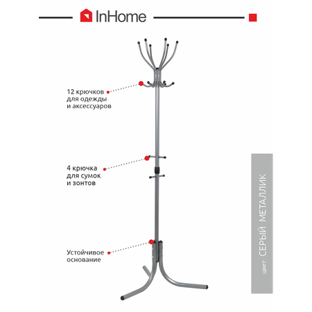 Вешалка напольная InHome Стойка металлическая