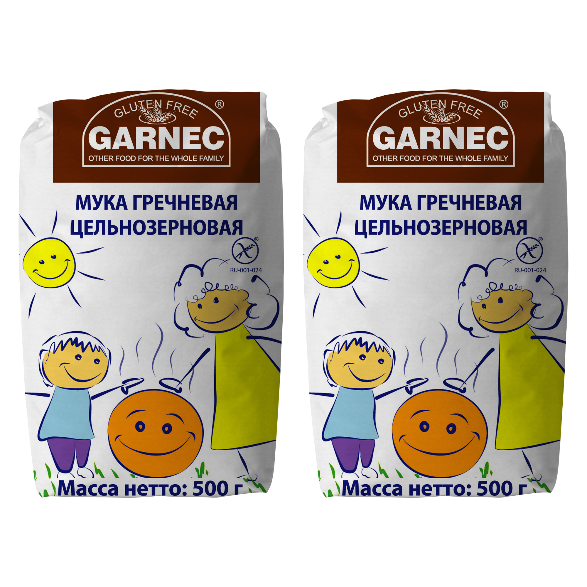 Мука Garnec без глютена цельнозерновая гречневая 500г*2 - фото 1