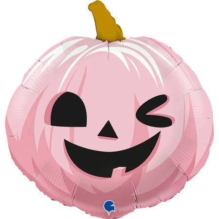 Шар фольгированный GRABO 22 дм «Тыква на Хэллоуин» фигура цвет розовый