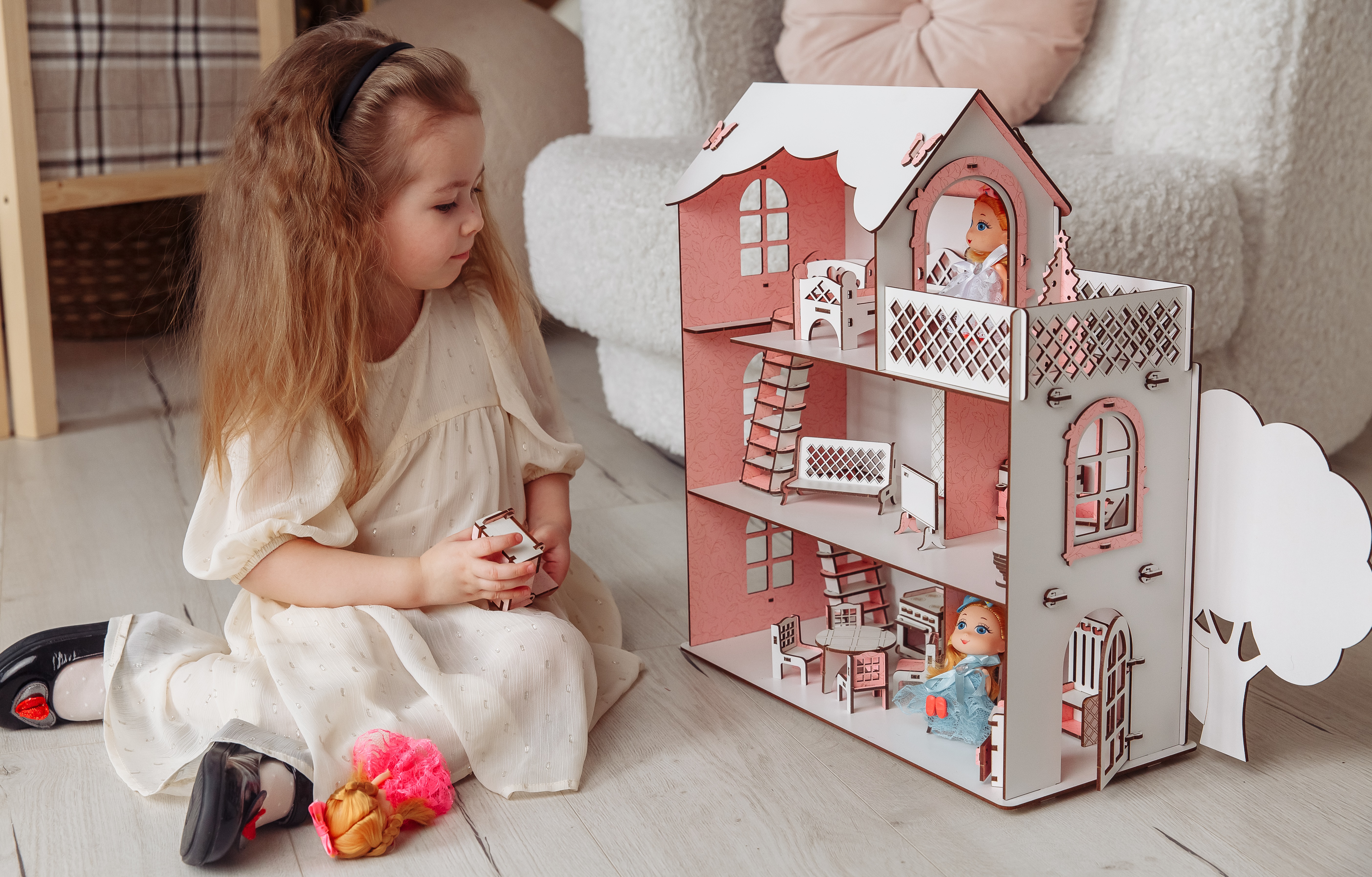 Кукольный дом с мебелью EcoBabyk Розовый PC1 PC1 - фото 7