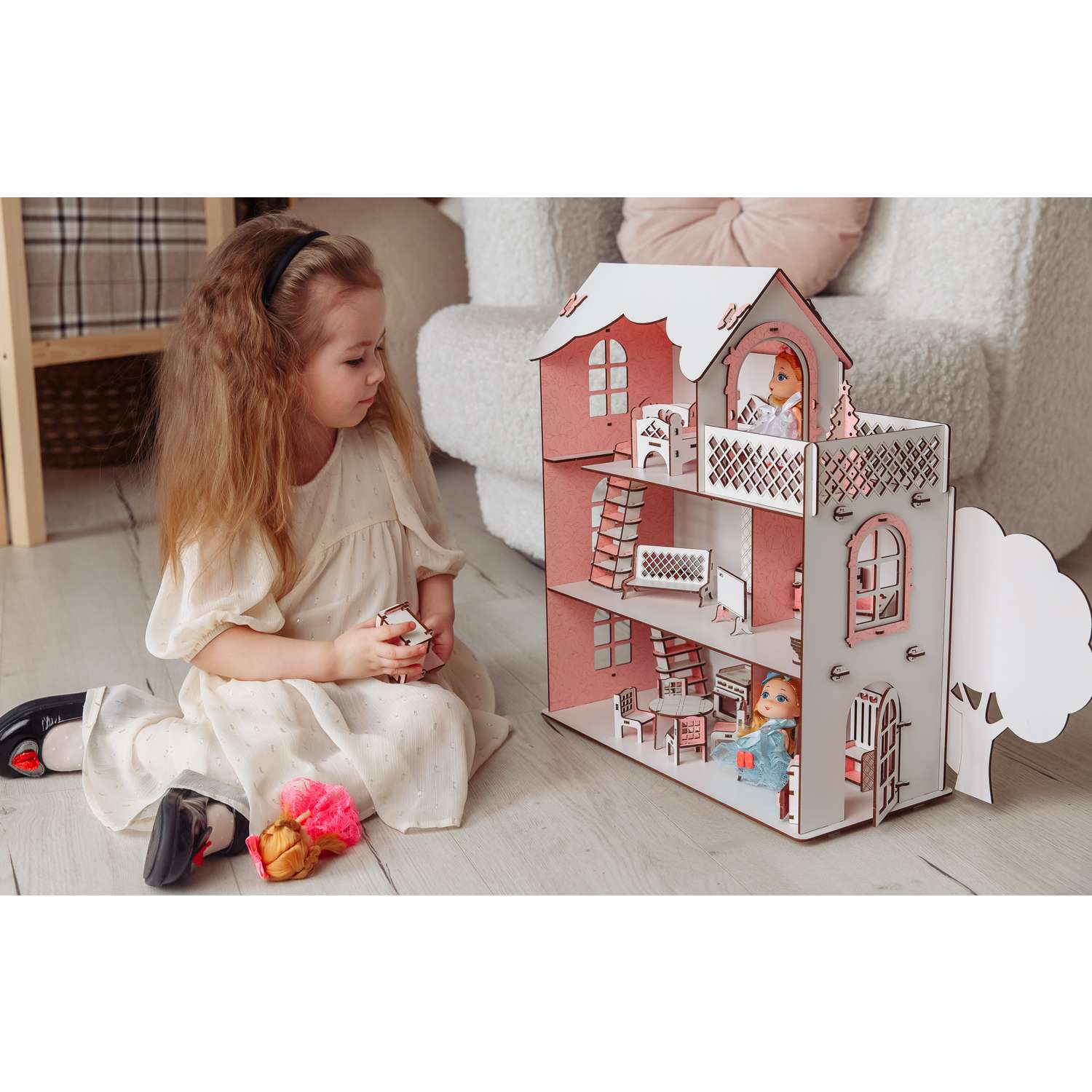 Кукольный дом с мебелью EcoBabyk Розовый PC1 PC1 - фото 7