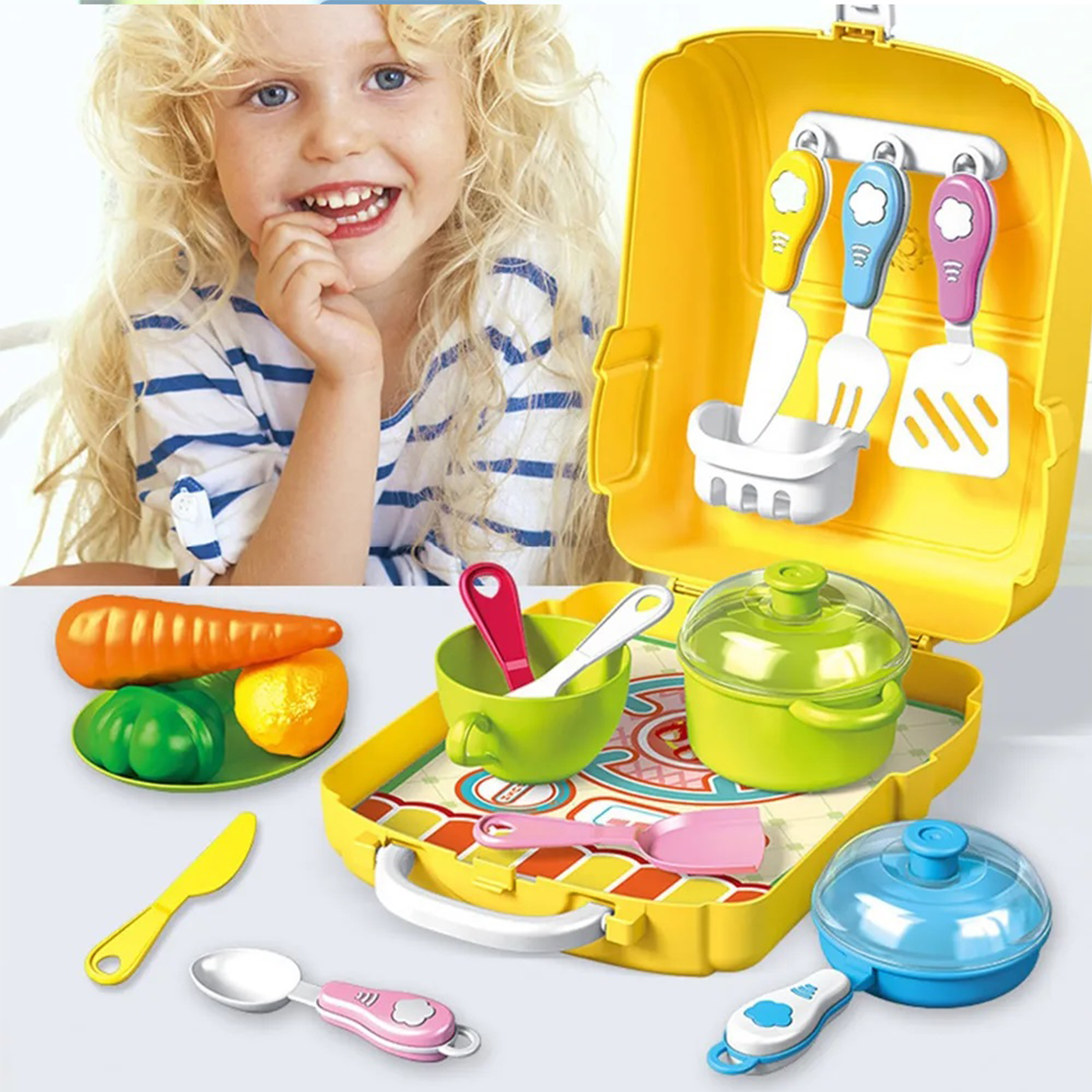 Детский игровой набор SHARKTOYS кухня для девочки в рюкзаке - фото 1