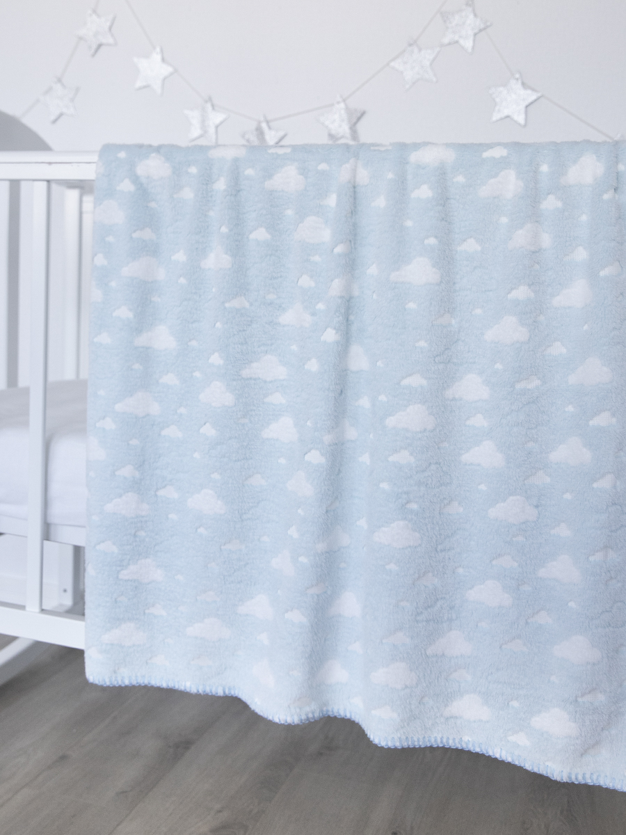 Плед плюшевый Baby Nice Micro Flannel Облака 100х118 см голубой - фото 2