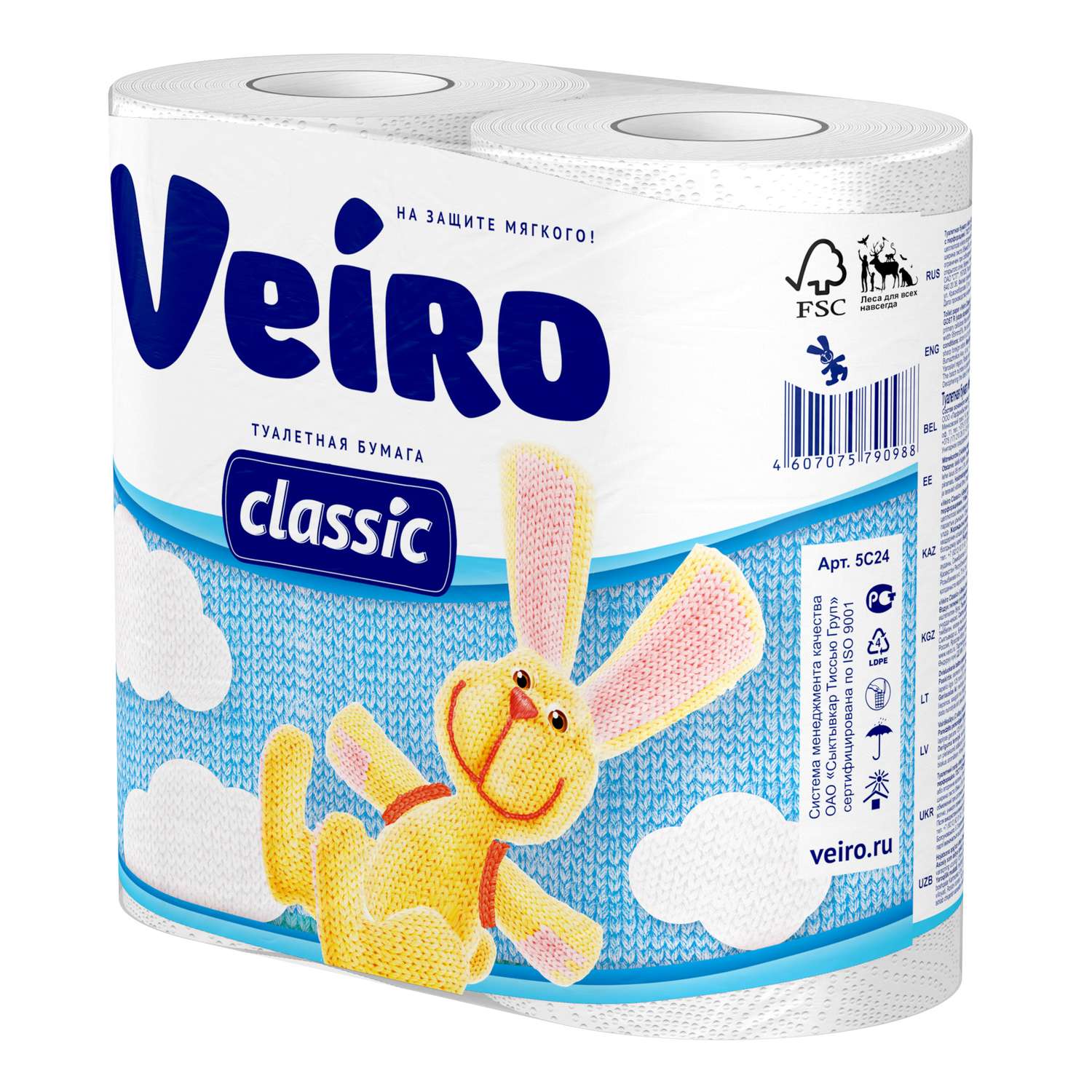 Туалетная бумага Veiro Classic 2 слоя 4 рулона Белая без аромата - фото 1