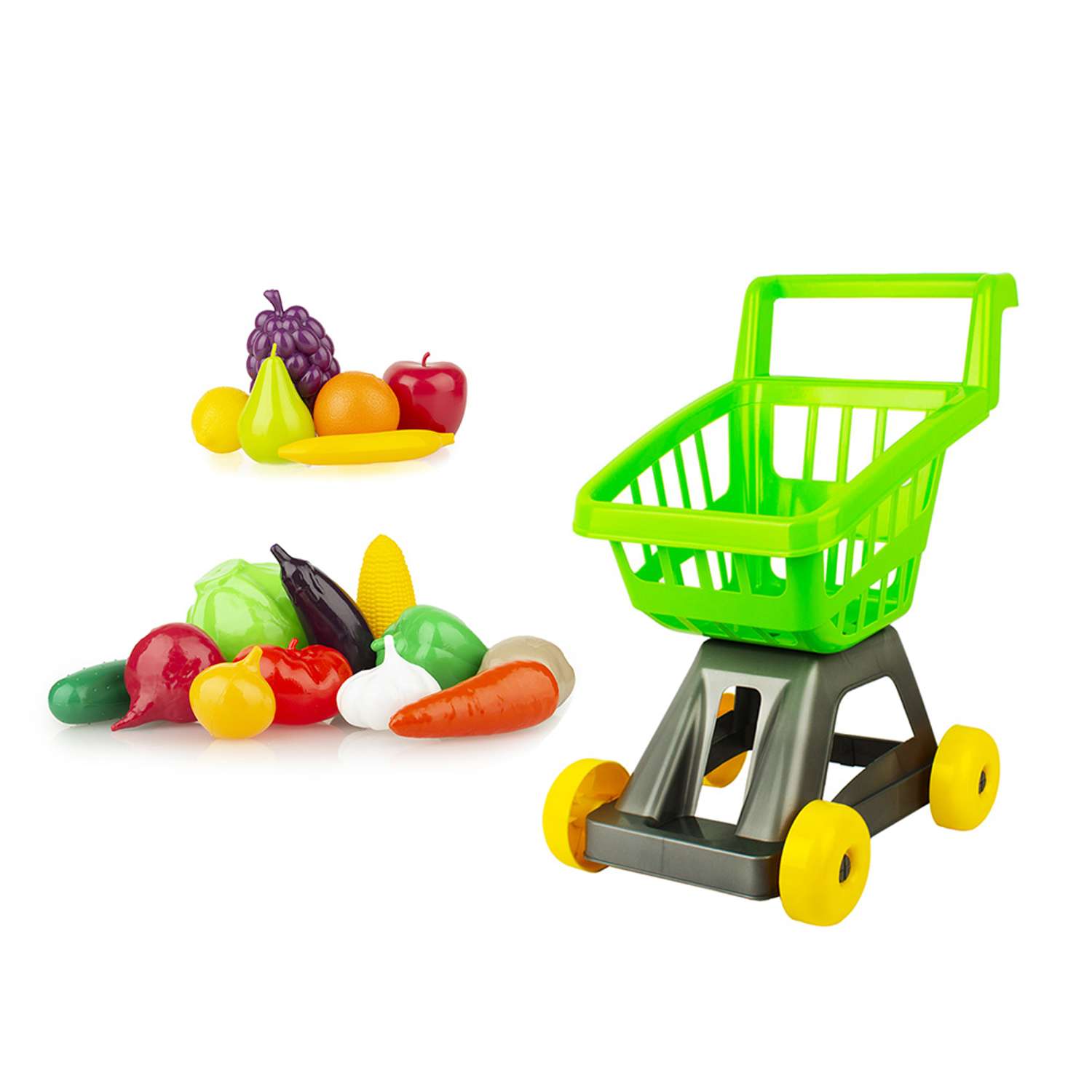 Игровой набор Стром Тележка для супермаркета с фруктами и овощами Салатовая - фото 1