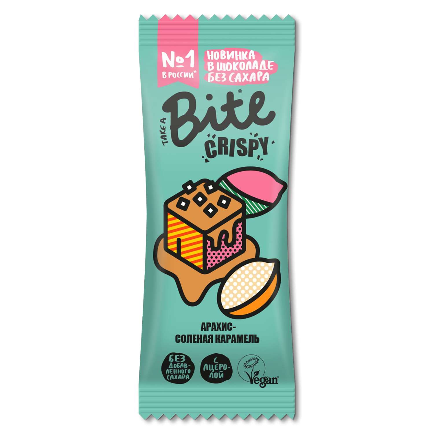 Батончик Take a Bite Crispy арахис-соленая карамель 45г - фото 1