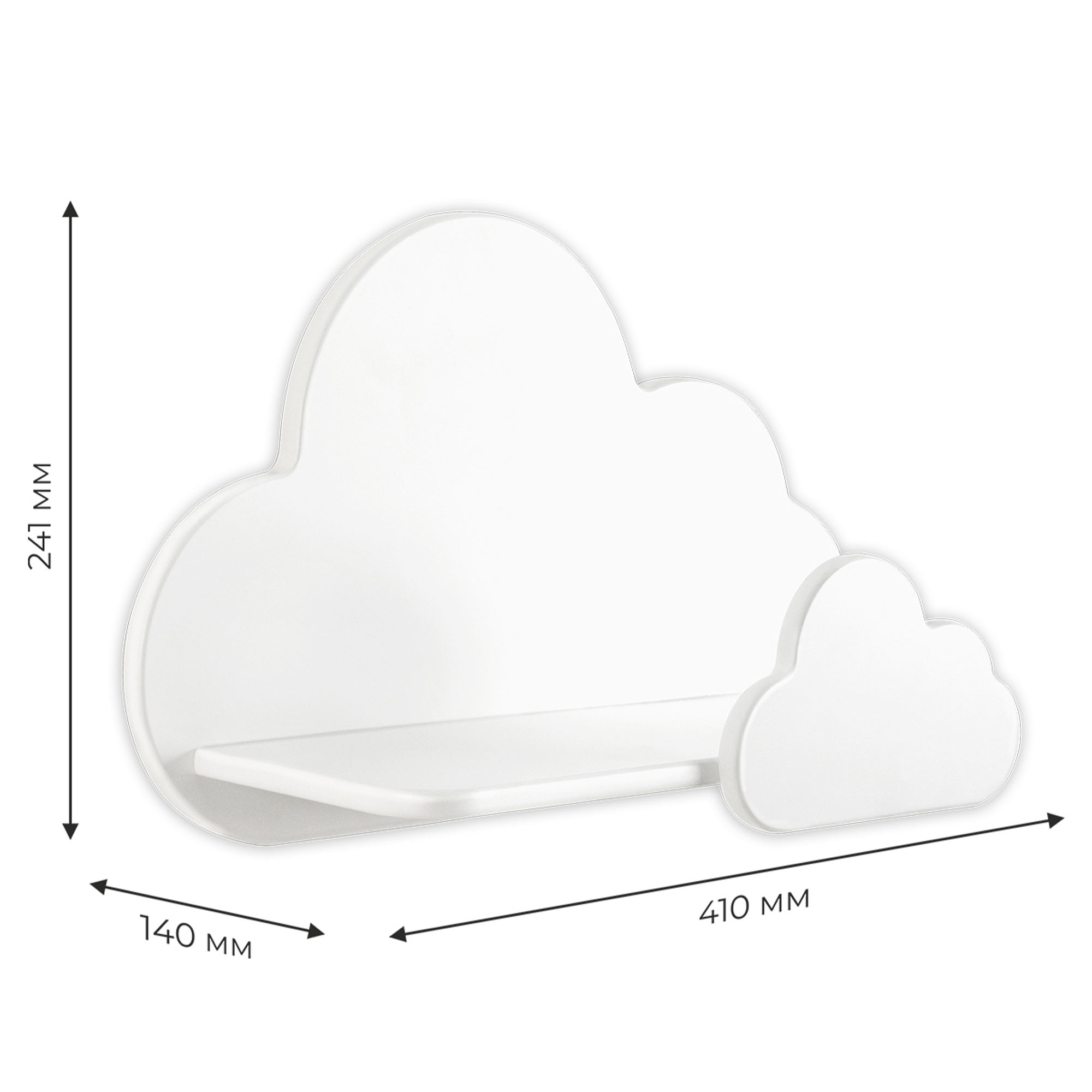 Полка настенная Мега Тойс Облако 41 см в детскую комнату деревянная - фото 5