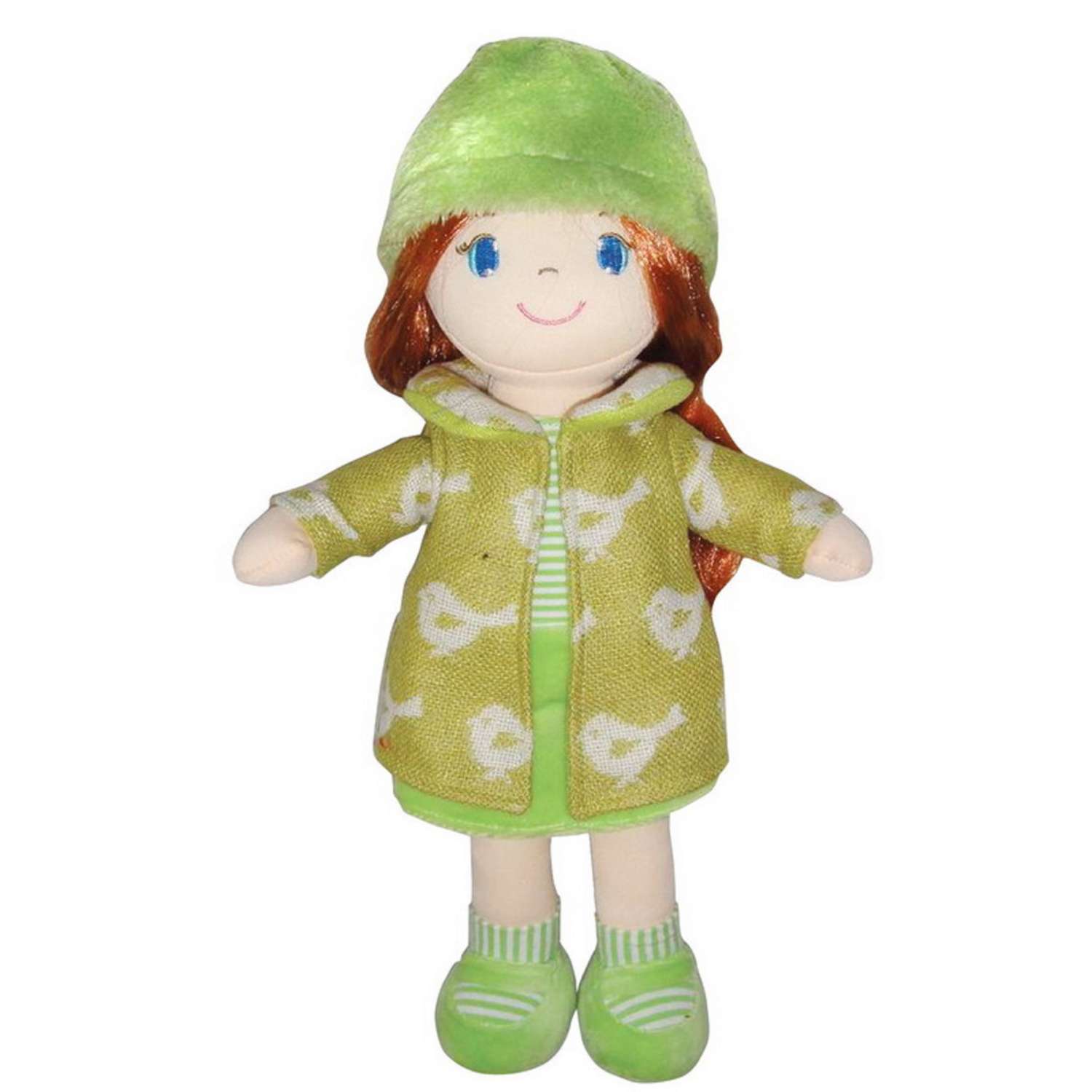 Кукла ABTOYS Мягкое сердце мягконабивная рыжая в зелёном пальто 36 см M6023 - фото 1