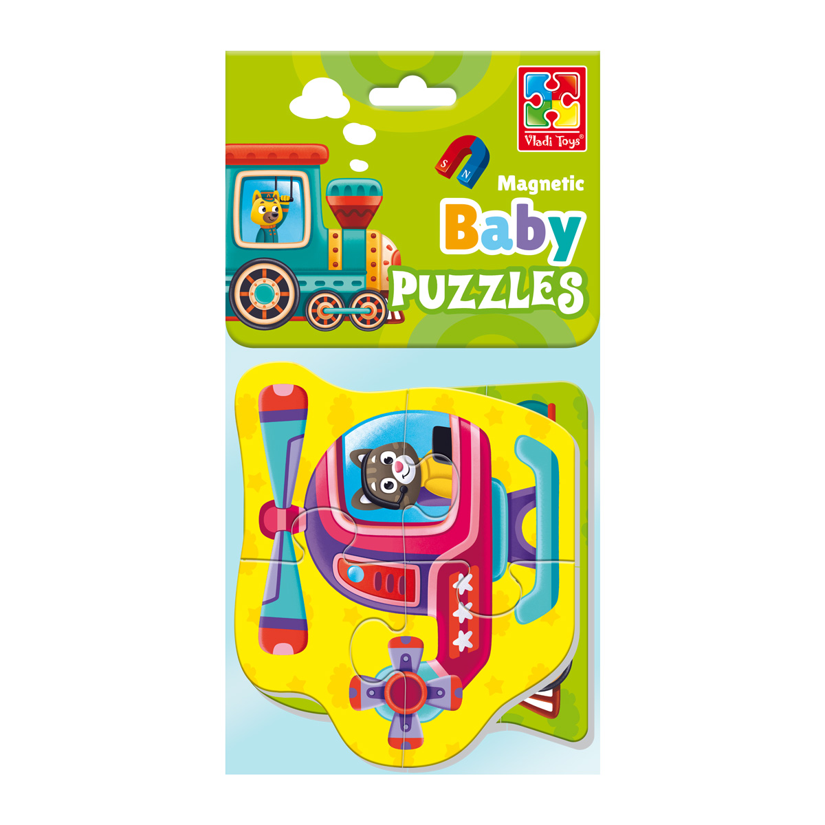 Набор пазлов Vladi Toys мягкие магнитные Baby puzzle Транспорт 2 картинки 7 элементов - фото 2