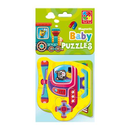 Набор пазлов Vladi Toys мягкие магнитные Baby puzzle Транспорт 2 картинки 7 элементов