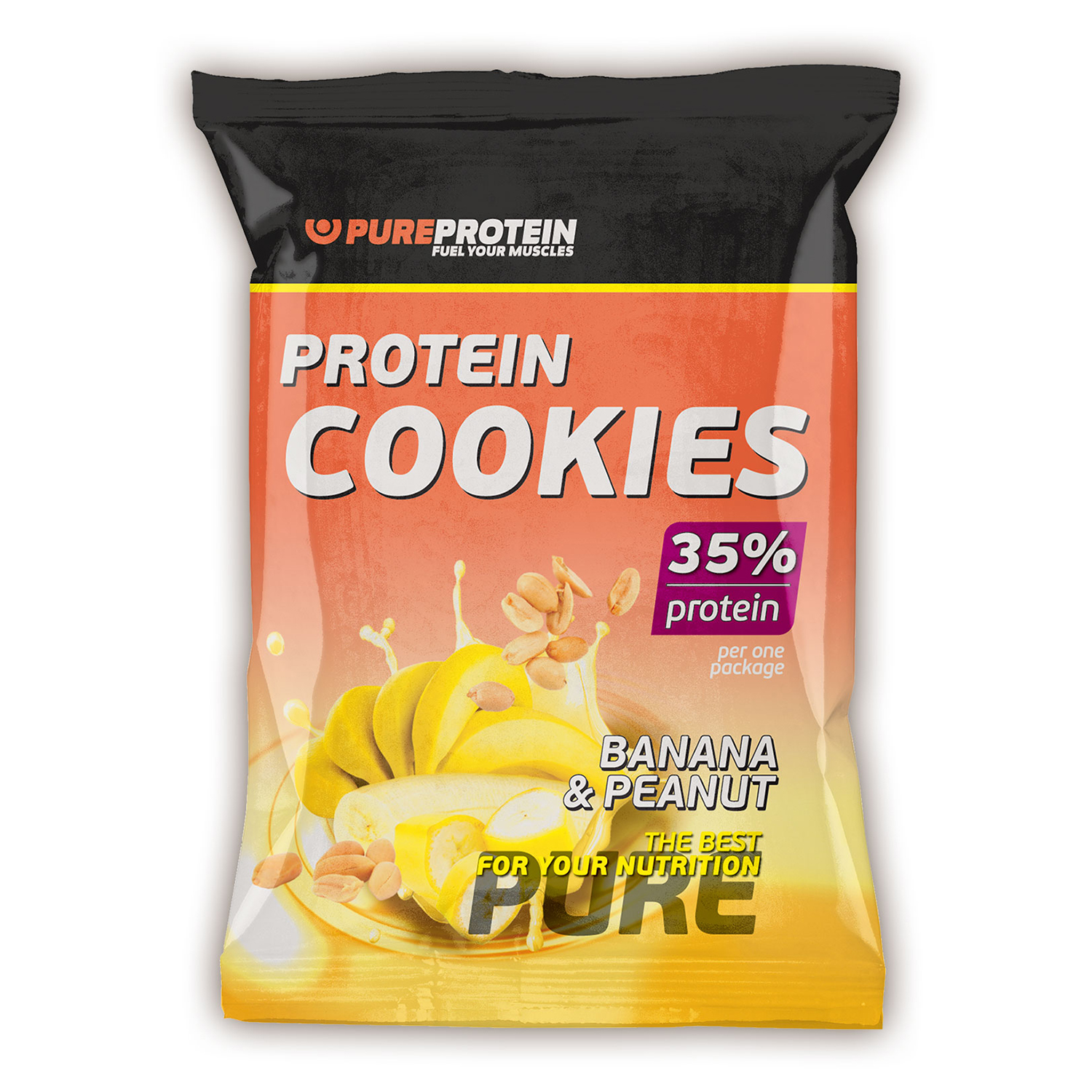 Печенье PUREPROTEIN с высоким содержанием белка банан-арахис 80г - фото 1