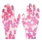 Перчатки садовые с полиуретановым обливом розовый