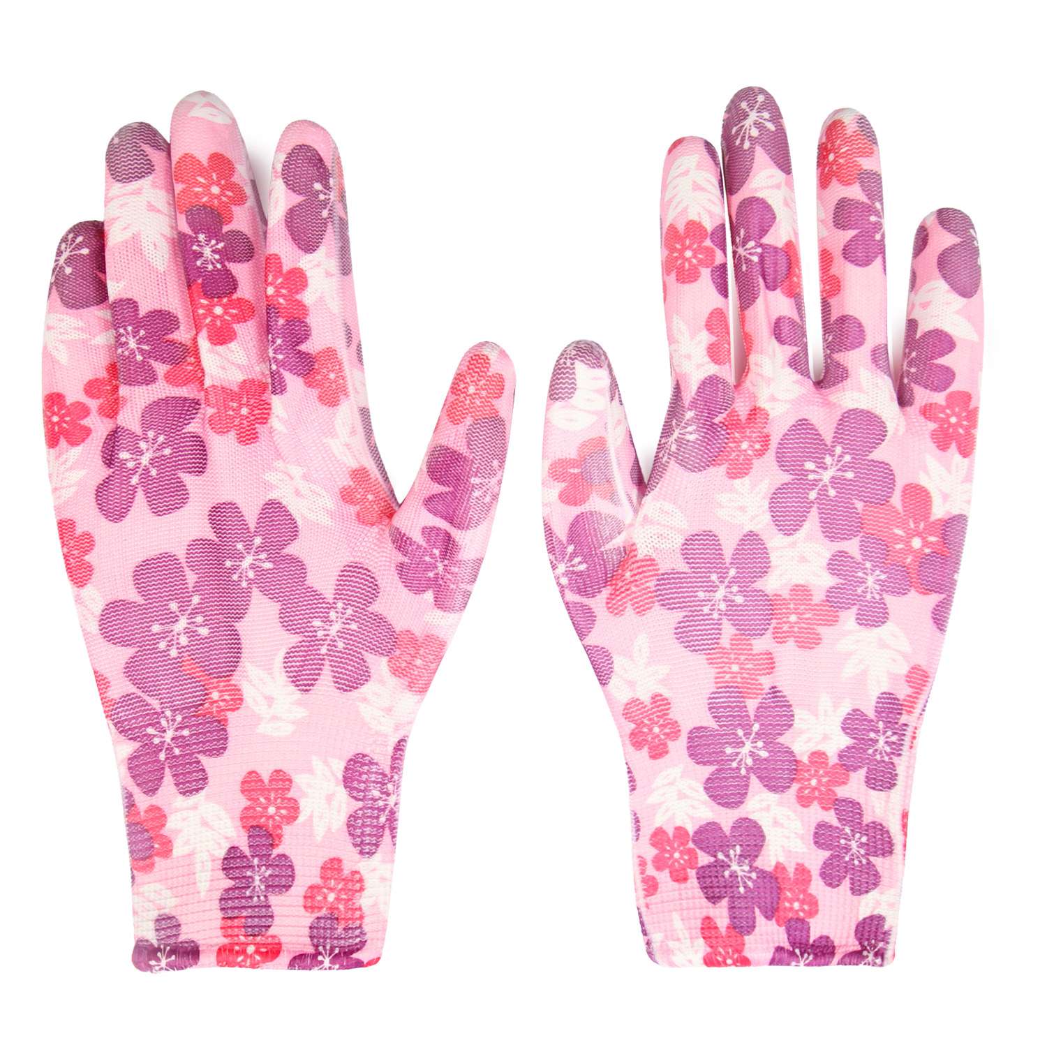 Перчатки садовые с полиуретановым обливом розовый - фото 1
