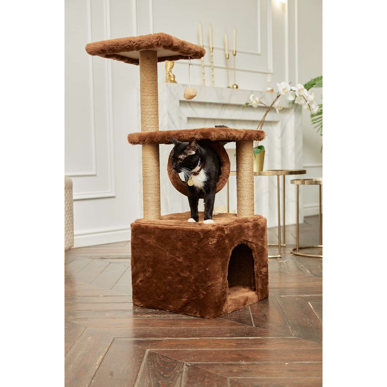Домик для кошки с когтеточкой Pet БМФ Коричневый - фото 2