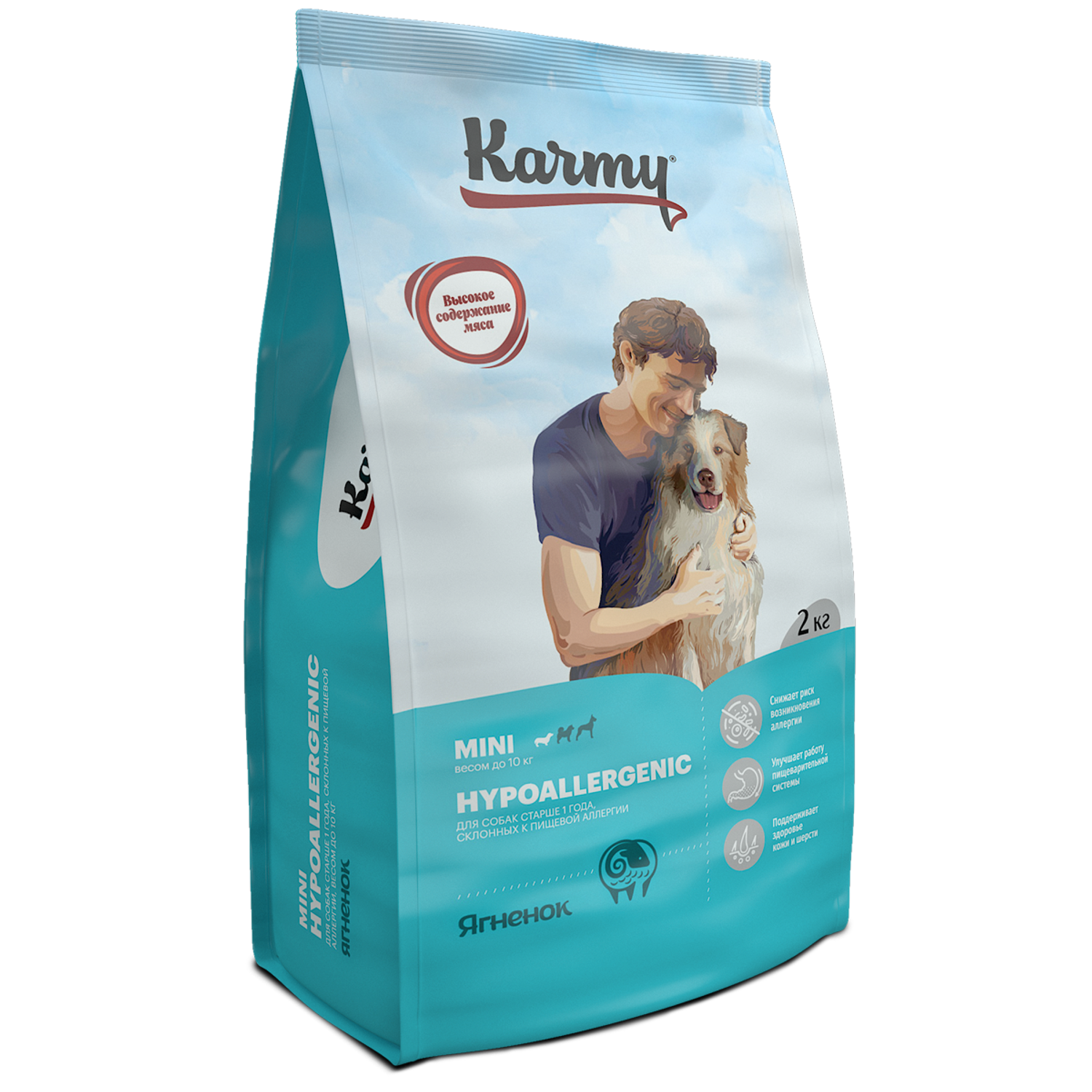 сухой корм для собак karmy hypoallergenic medium & maxi ягненок 2 кг