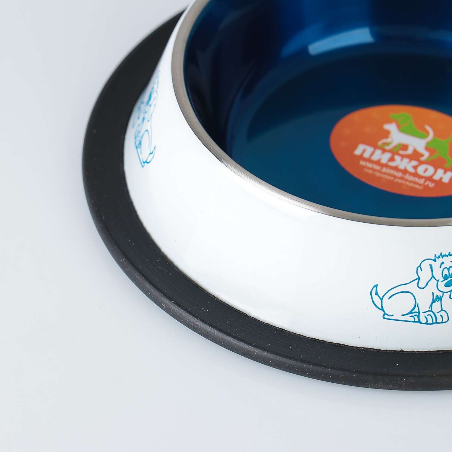 Миска Пижон с нескользящим основанием декоративная цветная 230 мл бело-синяя - фото 2
