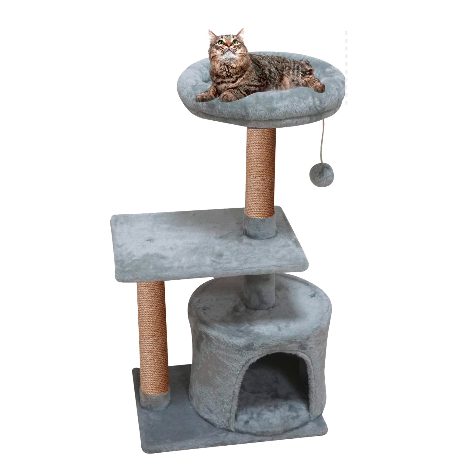 Домик для кошки с когтеточкой Pet БМФ Серый - фото 3