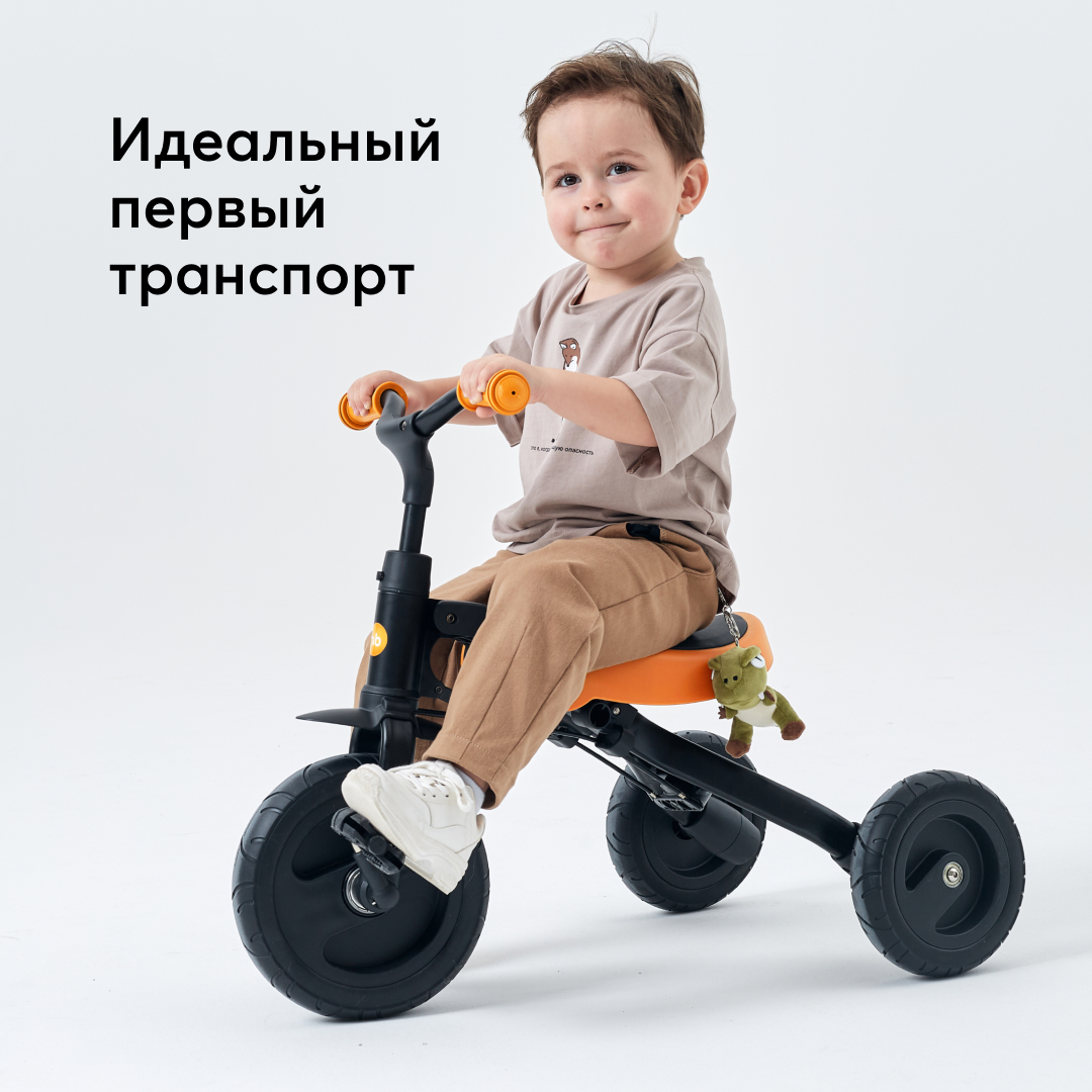 Беговел-трансформер 4в1 Happy Baby Vester с родительской ручкой и бампером оранжевый - фото 9