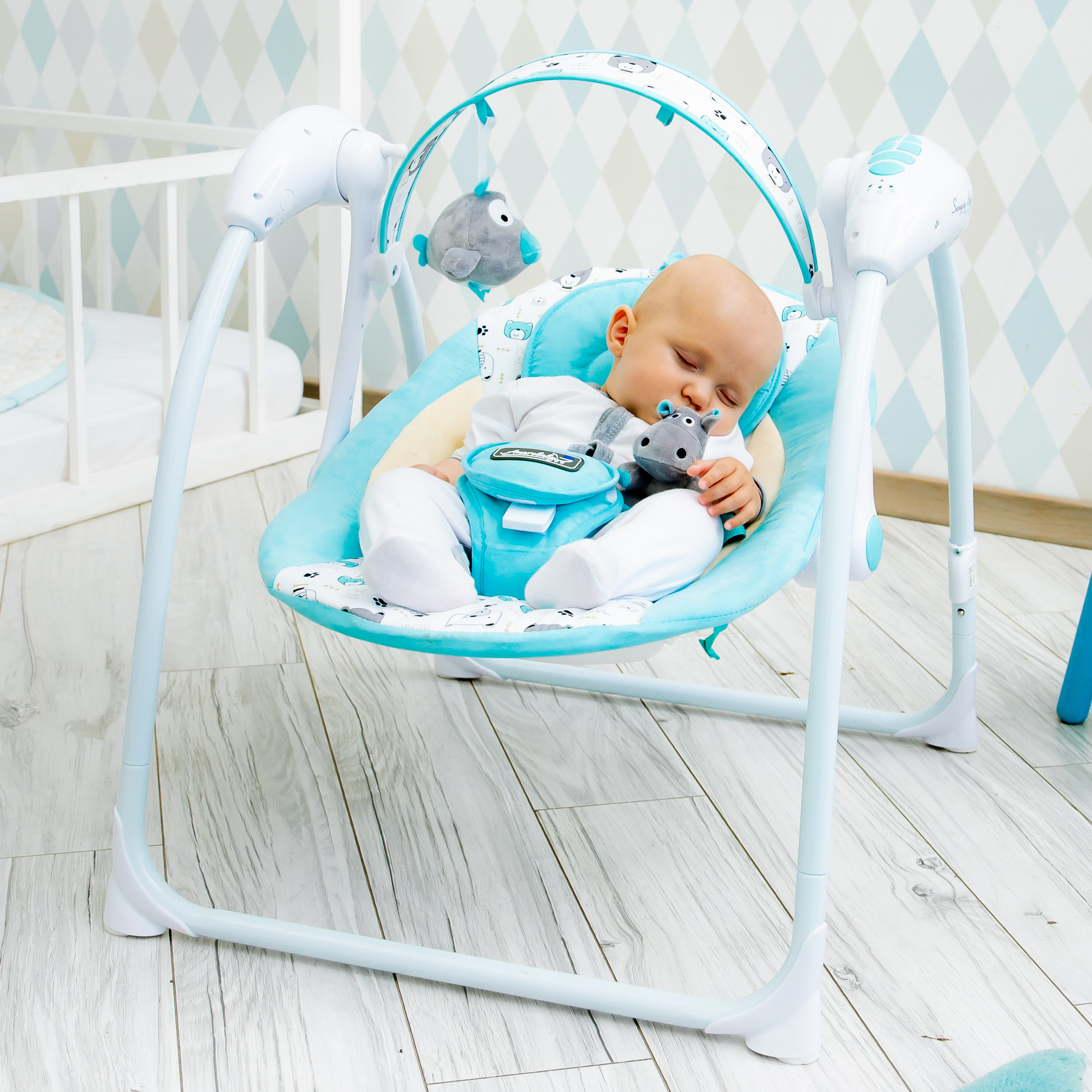 Электрокачели Amarobaby Swinging Baby Бирюзовый - фото 25