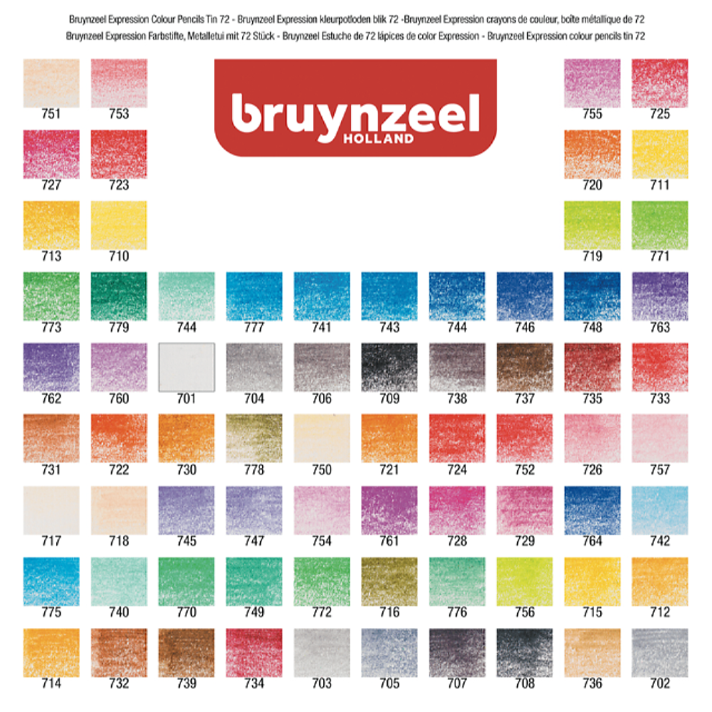 Набор цветных карандашей Bruynzeel Expression Colour 72 цвета в металлическом коробе-пенале - фото 4