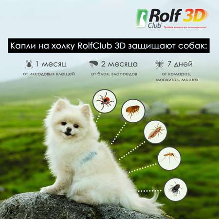 Капли для собак RolfClub3D 4-10кг от блох и клещей 0.8мл