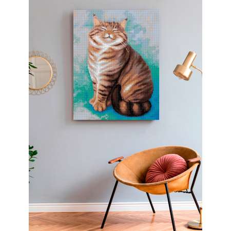 Алмазная мозаика Art on Canvas на деревянном подрамнике 40х50 см Довольный кот