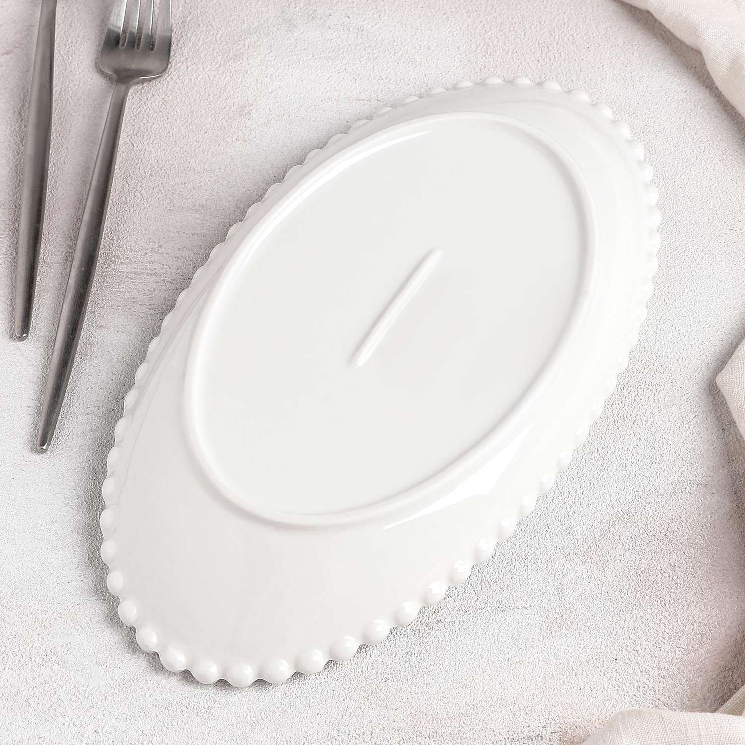 Блюдо керамическое Sima-Land овальное «Классика» 27 5×14×4 см цвет белый - фото 3