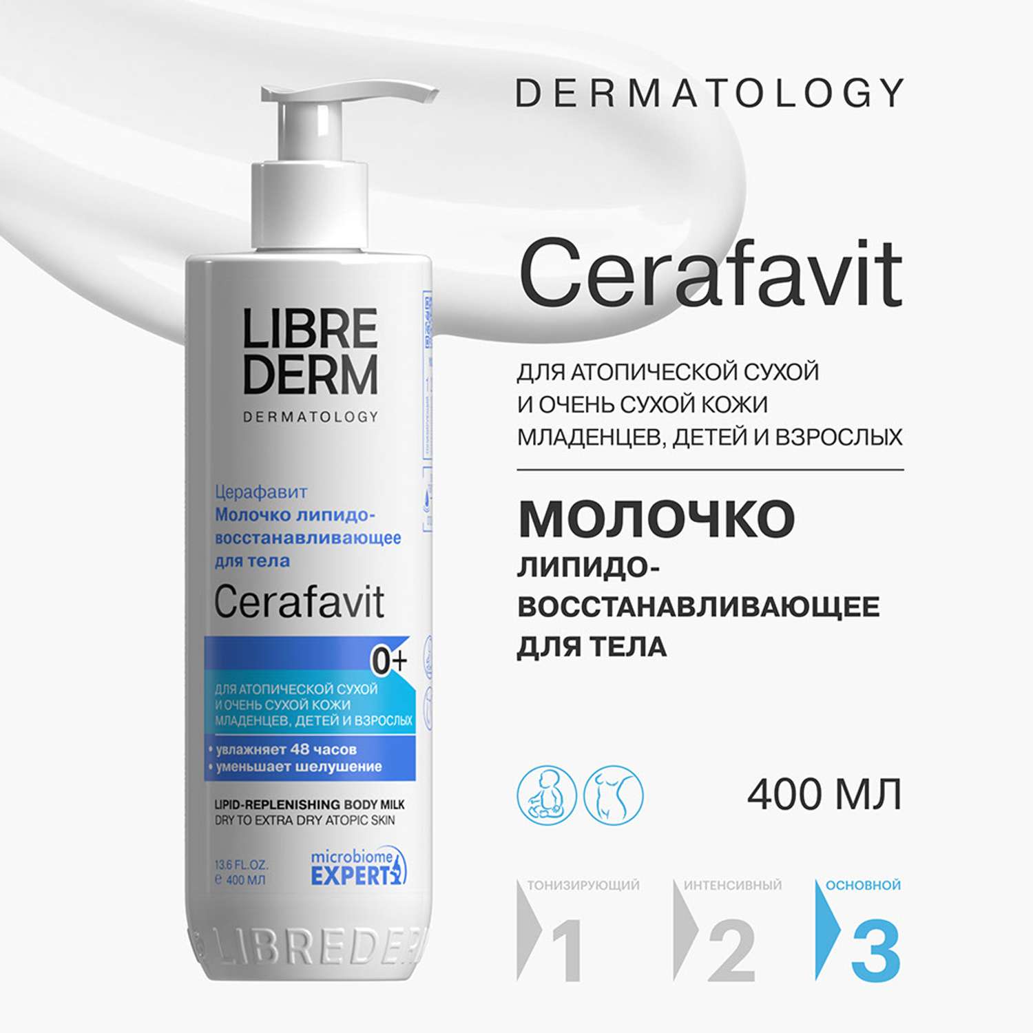 Молочко Librederm CERAFAVIT для сухой и очень сухой кожи с церамидами и пребиотиком 400 мл - фото 2